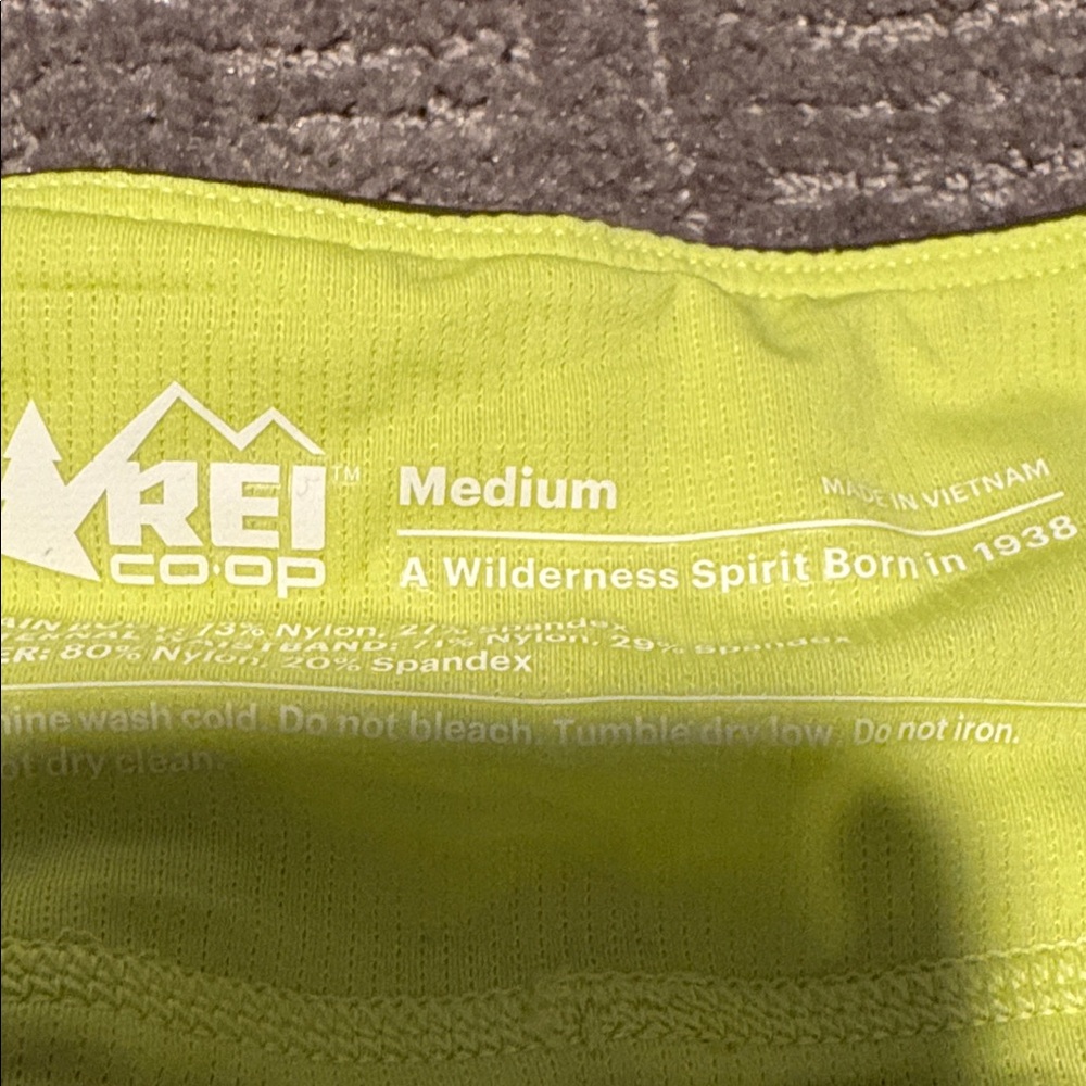 REI Women's Neon Green Patterned Athletic Shorts - Picture 4 of 4